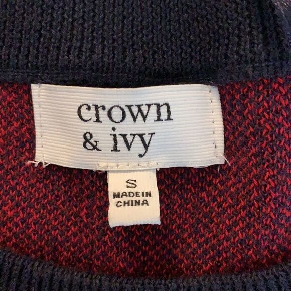 Crown & Ivy black and red checkerboard pattern long sleeve crewneck sweater - Picture 5 of 8